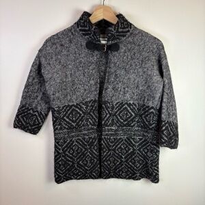 Chiaramente Women’s Black Grey Knit Cardigan Size Small, Wool Alpaca Blend,